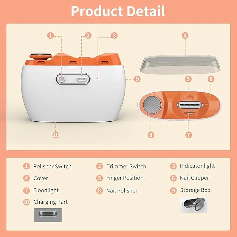 Rechargeable Electric Nail Clipper – 2-in-1 Trim & Polish Tool ✨